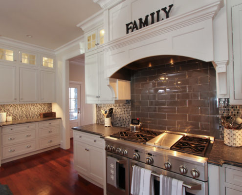 grey and white kitchen in custom home