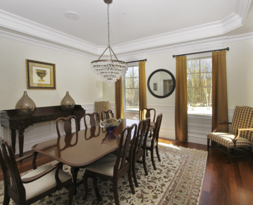 paneled dining room in custom home