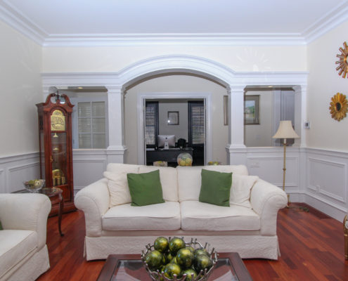 living room in Massachusetts custom home