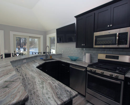 poolhouse kitchen in custom home Westford MA